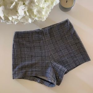 F21 PLAID HIGH WAISTED SHORTIES